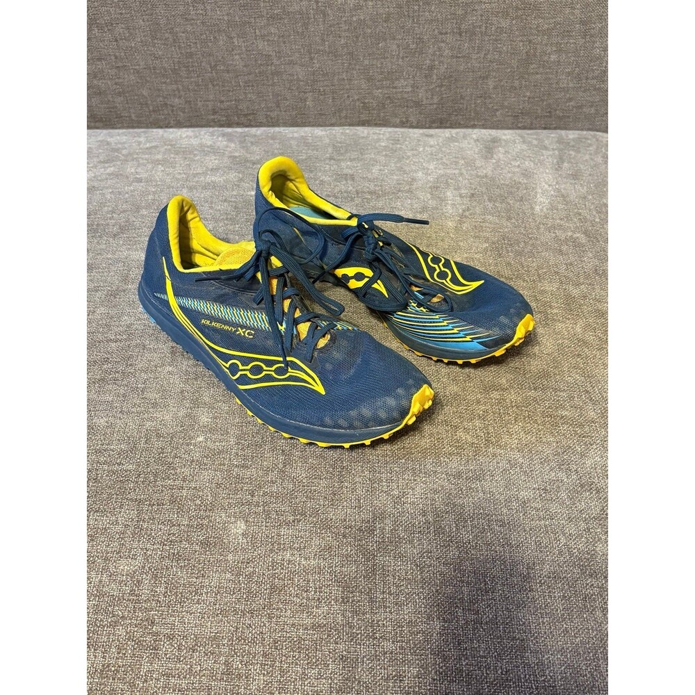 Saucony Mens Killkenny XC9 cross country running shoes blue and yellow size 8.5